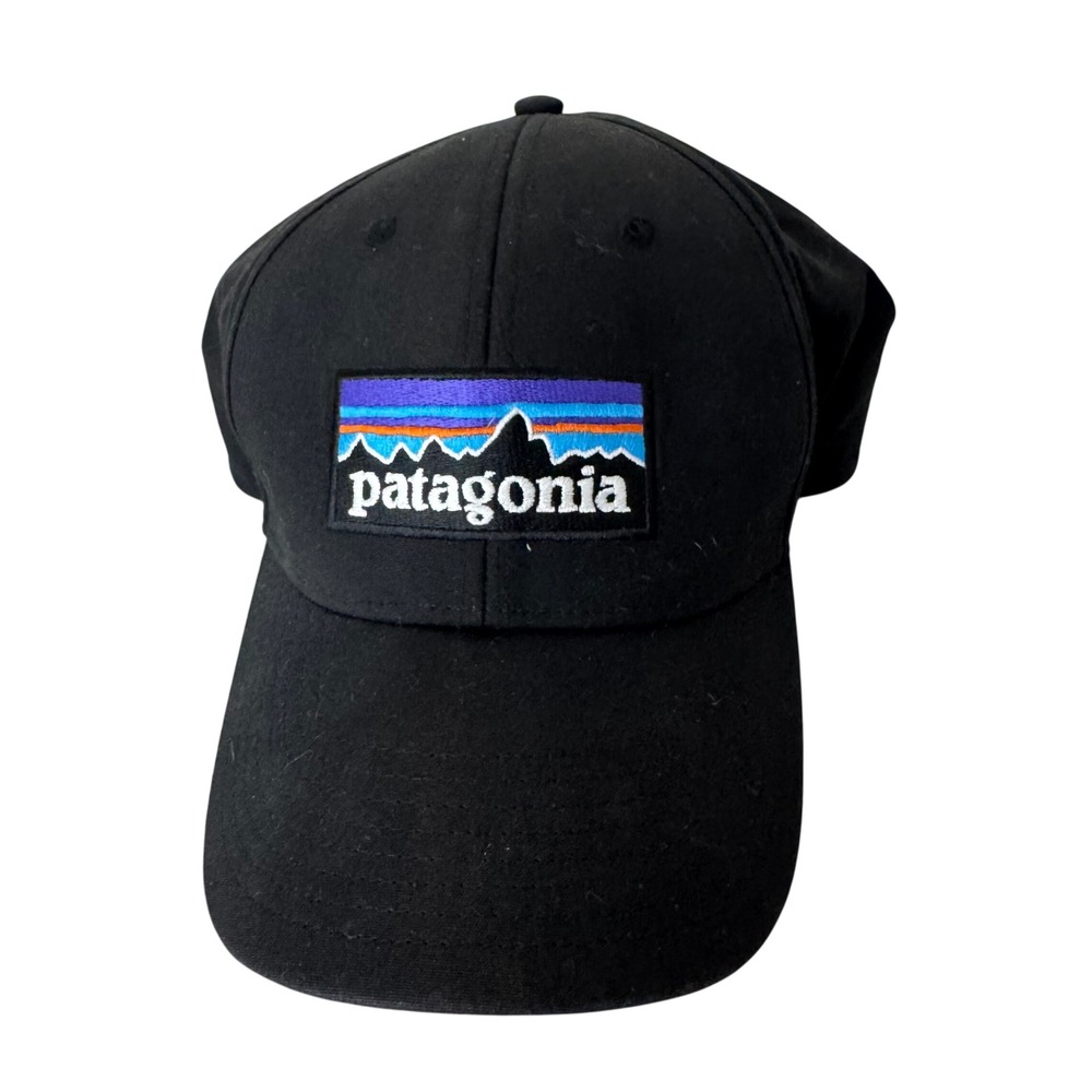 Patagonia Trucker Hat Black Front Logo Elastic Band